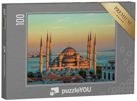 puzzleYOU: Puzzle 100 Teile „Blaue Moschee bei Sonnenuntergang, Istanbul, Sultanahmet-Park“ – aus der Puzzle-Kollektion Blaue Moschee Istanbul