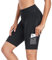 Santic Radlerhose Damen Fahrradhose 4D Gepolstert Kurz Radhose mit Polster Radlershorts High Waist Elastische Seitentasche MTB Shorts Schwarz L