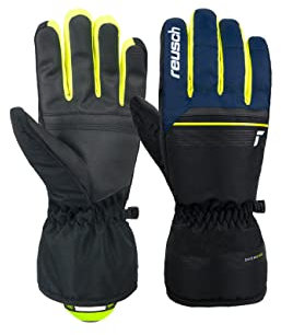 Reusch Herren Snow King Garantiert Winddichte und Extra Atmungsaktive Unisex Winterhandschuhe Fingerhandschuhe Schneehandschuhe Skihandschuhe Herren Damen, schwarz-blau-gelb, 9,5