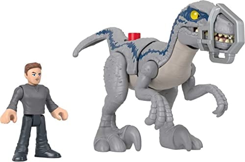 IMAGINEXT Jurassic World auf der Flucht - Figurenset mit Blue und Owen, Action Pad, bewegliche Arme und Beine, für Kinder ab 3 Jahren, HKG15