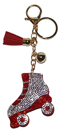 Popfizzy Strass-Schlüsselanhänger für Frauen und Mädchen, glitzernde Rucksack-Schlüsselanhänger, Geldbörsen-Charms, funkelnder Schlüsselanhänger, lustige Schlüsselanhänger Geschenke, Roter Rollschuh