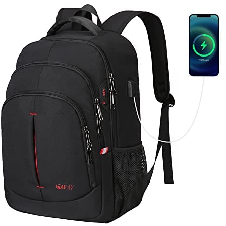 OWAY 15.6 Inch Laptop Backpack with USB Charger Anti-Theft Business Backpack Boys School Bags Water Resistant School Laptop Backpack College Backpack Rucksack for Men Women (blackb, M)