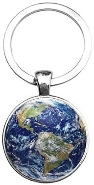Schlüsselanhänger Glas - Globus, silberfarben