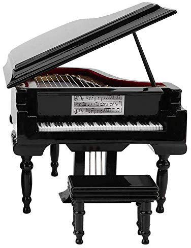 Miniatur FlüGel Piano Model Kit Musik Instrument mit Stuhl, für Haus BüRo Dekoration (Schwarz, Ohne Musik) Klein