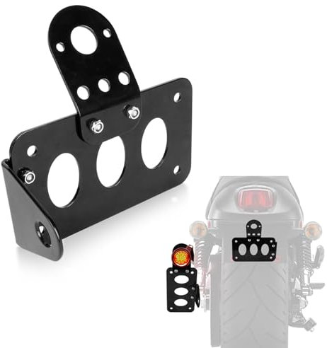 PSLER Side Mount Motorcycle License Plate Bracket for Bobber Chopper Suzuki Custom Bike Sportster Bobber Custom(Black)
