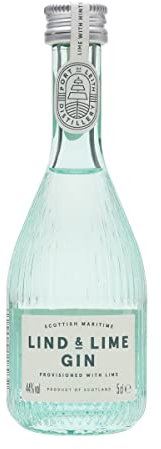 Lind & Lime Gin Mini | Nachhaltiger Gin aus Schottland | aus biologisch angebauten Zutaten | 7 Botanicals | Destilliert mit 100% grüner Energie | 50 ml| 44% Vol.