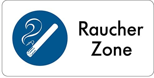 Aufkleber Hinweis „Raucher Zone“ Schild Folie Folie selbstklebend | Größe wählbar Made in Germany, Größe: 20x10cm