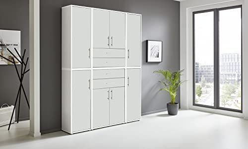 BMG Möbel Aktenschrank Office Edition Set 19, Büroschrank mit Metallgriffen Made in Germany (Weiß/Weiß Matt)