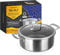 KASANOVA Casserole antiadhésive induction Tri-ply avec couvercle en verre – Revêtement antiadhésif 3 couches ultra-résistant (24 cm)