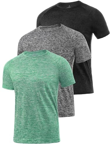 Star Vibe 3er Pack Sportshirt Set Für Herren T-Shirts Atmungsaktive Fitness Tshirt Gym Funktionsshirt Kurzarm Black/Dark Grey/Green 3XL
