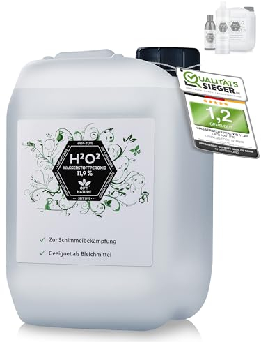 NEU¦ Wasserstoffperoxid/Hydrogen Peroxid 11,9% 5L / H2O2 0,25L-5L ¦ Schimmelentferner & Bleichmittel ¦ Hexagonales Wasser/Made in Germany s.1997 ¦ OPTI NATURE H2O2