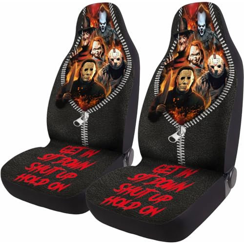GENANY Horror Characters Universal Car Seat Covers for Car Truck Sedan SUV - 2 Packs, Durable Automotive Seat Covers, Breathable Bucket Seat Covers, Protective Car Accessories Interior, TAM050923A03