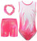 SEAUR Mädchen Turnanzug Turnshorts Haarband Set Kinder Turnen Trikot Shorts Gymnastik Ärmellos Gymnastikanzug Tanzen Kleidung 7-8 Jahre