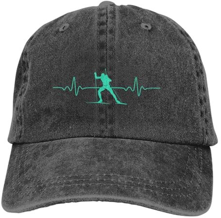 Baseballkappe Snapback Sonnenhut Baseballkappe mit Herzschlag Baseballkappe für Männer und Frauen mit lustigem Biathlon-Druck Papa Hut Golfkappe Cross Country Hip Hop