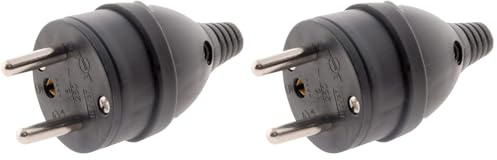 Fiche mâle anneau -16A 2P+T - Noir - Zenitech (Lot de 2)
