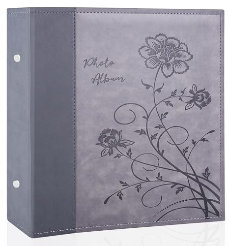 Miaikoe Fotoalbum 10x15 600 Fotos Slip in, Extra große Kapazität Leder Cover Bilderalben hält 600 horizontale und vertikale 10x15cm Landschaft Fotos für Hochzeit Familie (Grau)