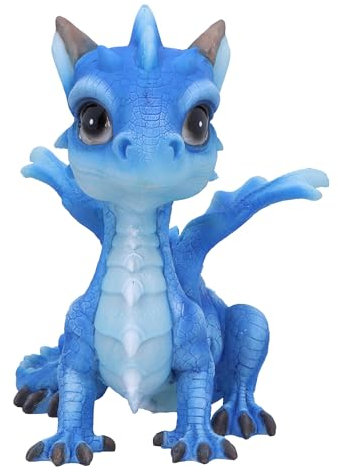 Nemesis Now Eisdragonling 12,3 cm, Harz, blau, Drachenfigur, Blauer Drachenornament, Sammlerstück, Drachengeschenk, gegossen aus feinstem Harz, fachmännisch handbemalt, U6708A24
