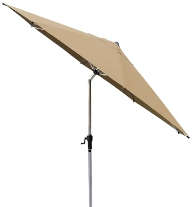 Aluminium Sonnenschirm 350 cm mit Kurbelsystem und Kippfunktion - runder Sonnenschirm Knickschirm 3,5m Durchmesser - Farbe Dark Natural