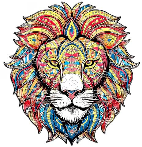 Homewit Holzpuzzle Erwachsene, IQ Puzzle 200 Teilev Löwe, 30x28cm Wooden Puzzle Erwachsene & Kinder, Anspruchsvolles Denkspiel Lernspielzeug, Denkspiel aus Holz