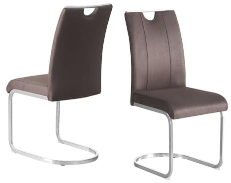 Esszimmerstühle Ella 2er Set | Küchenstuhl Bürostuhl Schwingstuhl Freischwinger Stühle für Küche, Esszimmer, Büro | Industrial modernes Design | Kunstleder Anthrazit, 11121-ANTR-2