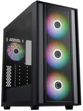 Cooler Master MasterBox 600 ATX Mid-Tower Case, Back-Connected Motherboard Asus|MSI|Gigabyte, 410mm GPU Max, *420mm AIO Max, Type C, Tempered Glass, Triple 140mm SickleFlow PWM, FineMesh Airflow