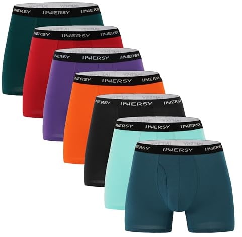 INNERSY Boxershorts Herren Baumwolle Unterhosen mit Eingriff Männer Bunt Unterwäsche 7er Pack