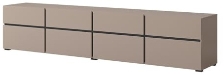 PRICE FACTORY Meuble TV XL Coloris Beige et Noir 225cm Collection Havana. Meuble Design avec 4 Portes et 4 tiroirs.