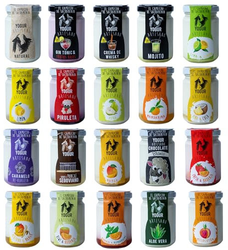 El Capricho de Sacramenia | Pack Ovejita | 20 Yogures Artesanales de Leche de Oveja | Cremosos, Naturales y Saludables | Preparados Gourmet | Sin Gluten | Sabores Únicos y Originales