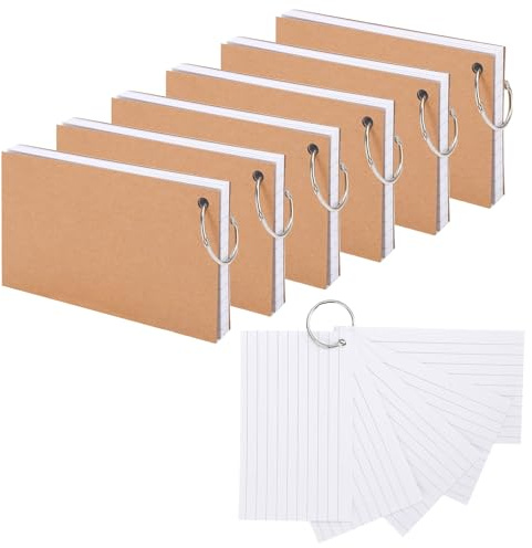 Flash Cards,300 PCS White Revision Cards Lined Flashcards with Binder Ring | 3x5 (127x76mm) Ruled Index Cards for Studying Exam Revision Office School and Home