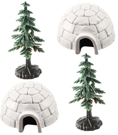 Veemoon Mini Iglu Set Mit Weihnachtsbaum Deko Und Realistischen Figuren – 1 Set Für Kreative Sandtischdekoration - Kuchenaufsatz Und Frühes Lernen Für
