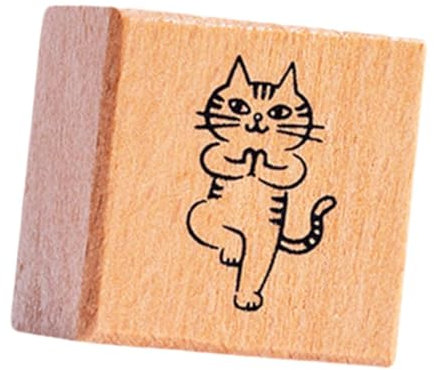 perfeclan Katzenstempel für Kinder kleiner quadratischer Stempel auf Holzblock süßes Tier für Kartenherstellung Tagebuch Fotoalbum Dekoration, Yoga