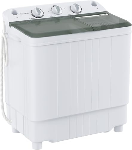 Sustainova Portable Washing Machine Twin Tub 9.9 Lbs Capacity, (7.7 Lbs) and Spinner(2.2 Lbs) Combo Mini Compact Laundry Washer for Home, Apartment, Camping, RVs and Dorms, Black/White