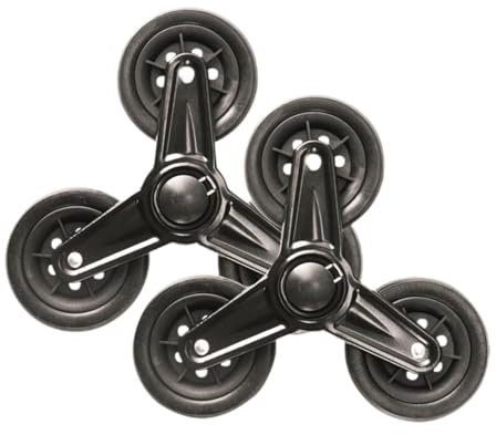 KiBcsLic 2 Pièces Roues de Rechange pour Chariot de Courses, Roues Triple Escalier Noir Antidérapant, Compatible Monter Les Escaliers, Fer, Noir