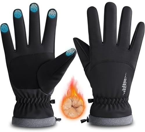 rivmount Winterhandschuhe für Herren Damen,Thermo-Handschuhe,Wasserdicht Fahrradhandschuhe,Winddicht Touchscreen Handschuhe,Warme Skihandschuhe für Laufen,Skifahren,Wandern,Radfahren, Black 2XL