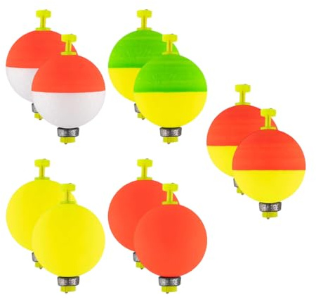WUYJI Corks, Floats & Bobbers, 10 Stück Angelposen mit runden Knöpfen Meeresangelposen Angelzubehör Posen für Crappie Blaukiemen Barsch Forelle Wels