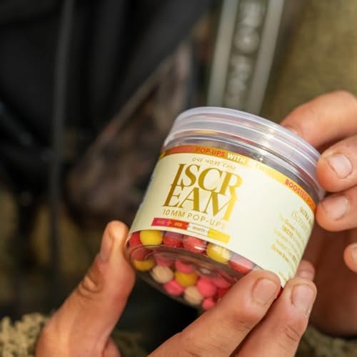 One More Cast OMC iScream Boosted Mini Fluoro Pop Ups 10mm - 200ml Tub | Hi-Viz Ultra Buoyant Carp Hookbaits with Boosted Aroma - For Ronnie, Chod and Spinner Rigs