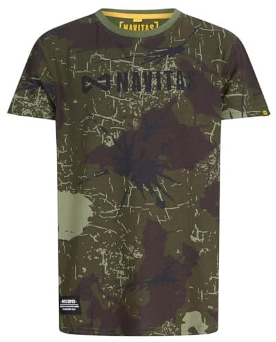 Navitas Kids Camo T-Shirt - 100% Cotton Crew Neck Short Sleeve Camouflage Fishing Tee, Boys & Girls Youth Outdoor Hunting Graphic Shirt, Toddler to Junior Sizes, Green Camo