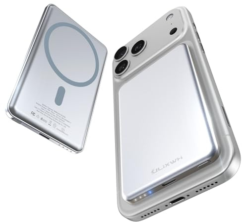 ULiXWH [0,8 cm Ultra Slim] [Legierung hergestellt] für Magsafe Tragbares Ladegerät für iPhone, 2025 Upgrade 5000mAh Schnellladung Magnetische Powerbank, Kabelloser Akku Pack für iPhone 17 Air 16 15