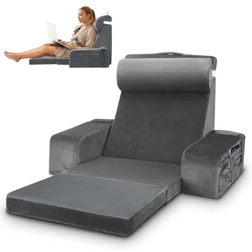 Reading Pillow for Adults, Back Support Cushion with Arms for Bed Sitting Up, Backrest Chair for Sitting in Bed, Full Support Wedge Cushion Beds Rest Pillow for Watching TV, Gaming in Beds Sofa Floor