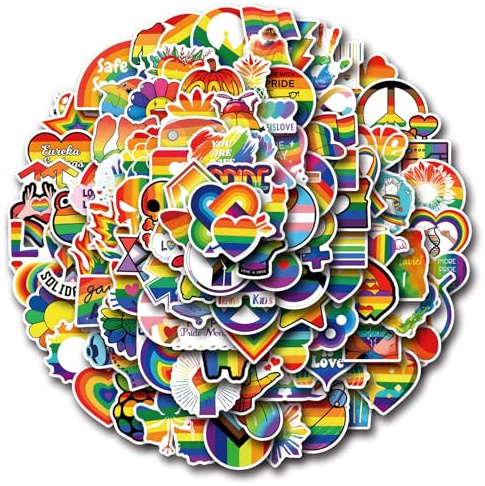 NOPVUFA 110 Stück LGBTQ Pride Sticker Set, Regenbogen Aufkleber Wasserdicht Vinyl Stickers für Laptop, Auto, Skateboard & Gepäck, Gay Pride Zubehör für CSD, Bunte Graffiti Sticker (2-6cm)