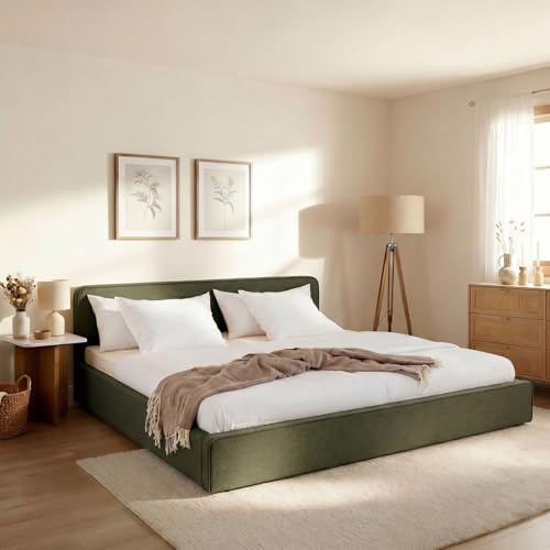 LATINI Polsterbett mit höhenverstellbarem Kopfteil, 180x200 cm, Grün - Doppelbett inklusive Lattenrost, ideal für zwei Personen, Bettgestell stabil und bequem, modernes Design für jedes Schlafzimmer
