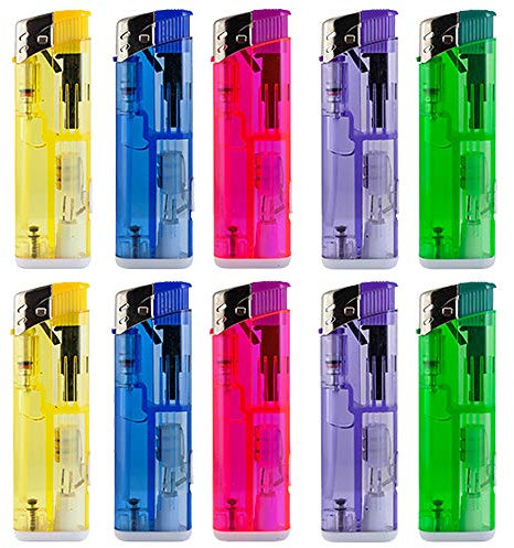 Bulentini Feuerzeug Murray mit LED LICHT - Soft Flame Gas Lighter (2X (10 Feuerzeuge))