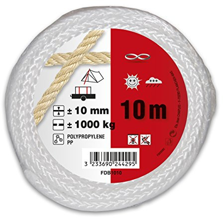 Chapuis FDB1010 Corde Polypropylène tressée - Résistance à la rupture Indicative 1 T - Diamètre 10 mm - Longueur 10 m - Blanc