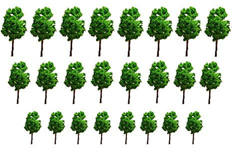 niCWhite Model Trees,24pcs Miniature Landscape Scenery Architecture Train Railways Trees,Diorama Model Trees,(1:50) Ho Scale Trees,with No Stands