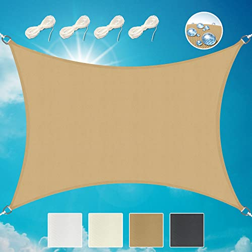Sol Royal Tenda a Vela Impermeabile 3x4 m SolVision PS9 - tenda da sole per esterno - telo ombreggiante - parasole - tenda da giardino - Protezione Anti Raggi UV - Sabbia - Rettangolare 300x400 cm