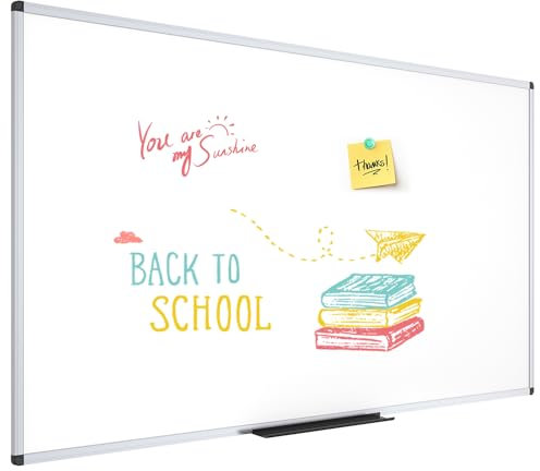 VIZ-PRO Large Whiteboard 150 x 120 cm, Dry Erase White Board with Pen Tray & Silver Aluminium Frame, Dry Wipe Writing Surface for Wall, School Office and Home