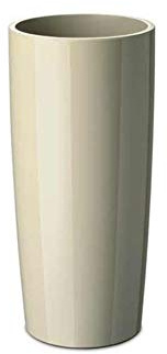 Floralo Teramo hoch Übertopf 35cm Durchmesser x 70cm hoch Creme, hochglänzend, mit herausnehmbarem Topfeinsatz, altweiß