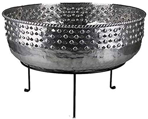 itsisa Alu Dekoschale XL, gehämmert mit Ornamente - Schale Orient Silber groß, Kerzentablett, Dekotablett