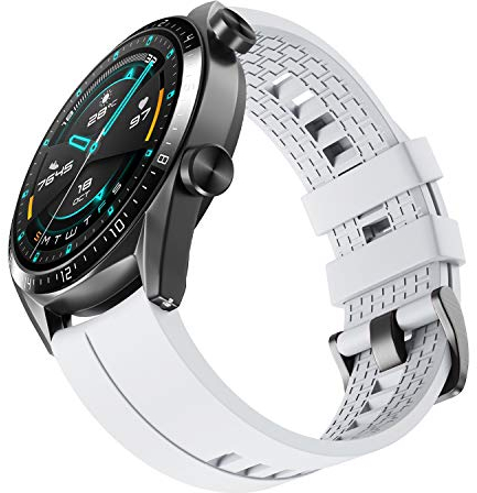 NotoCity Bracelet pour Huawei Watch GT3/GT 3 Pro/GT2/GT2 Pro 46 mmBracelet, 22 mm Bracelet en Silicone Souple pour Huawei Watch GT 2e/GT/GT Active (blanc)