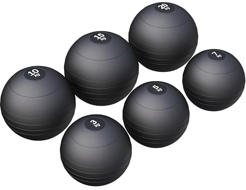 GORILLA SPORTS® Slamball-Set Gummi Schwarz 60 kg – 6 Medizinbälle Schwarz 3-20 kg